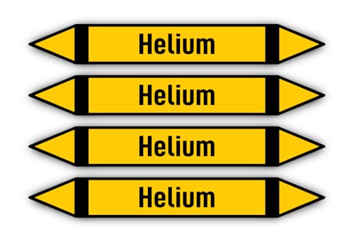 Aufkleber: 300x45 mm, 4 Stück - Gruppe 5 - Nichtbrennbare Gase - Rohrleitungskennzeichnung - nach DIN 2403 - Sprache: deutsch - Helium von Havati