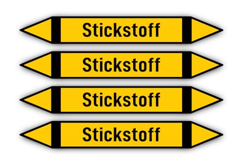 Aufkleber: 300x45 mm, 4 Stück - Gruppe 5 - Nichtbrennbare Gase - Rohrleitungskennzeichnung - nach DIN 2403 - Sprache: deutsch - Stickstoff von Havati