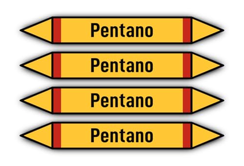 Aufkleber: 300x45 mm, 4 Stück - Gruppo 4 - Gas Infiammabili - Rohrleitungskennzeichnung - nach DIN 2403 - Sprache: italienisch - Pentano von Havati