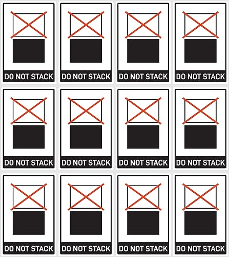 Aufkleber: 37.5x25 mm, 12 Stück - Kennzeichnung von Versandstücken - anwendbare Stapellast - Großervpackung darf nicht gestapelt werden - ADR Abbildung 6.6.3.3.2 - do not stack - GHS/DGR/UN von Havati