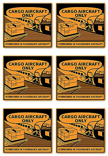 Aufkleber: 55x60 mm, 6 Stück - Kennzeichnung für Versandstücke - Transportkennzeichen - cargo aircraft only - forbidden in passenger aircraft - ICAO - ADR/GHS/DGR/UN Gefahrgut von Havati