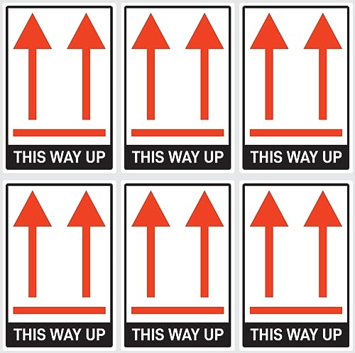 Aufkleber: 75x50 mm, 6 Stück - Kennzeichnung von Versandstücken - Paketorientierung Pfeile - hier oben - this way up - ADR/GHS/DGR/UN von Havati