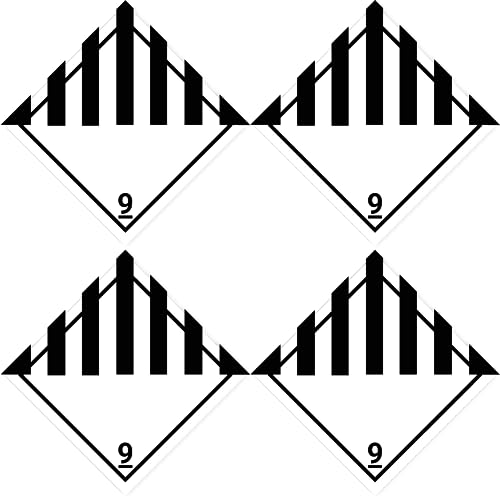 Laminierte Aufkleber: 100x100 mm, 4 Stück - Gefahrzettel - Gefahrgutklasse - Klasse 9 - verschiedene gefährliche Stoffe und Gegenstände - ADR/GHS/DGR/UN Sicherheitspiktogramm von Havati