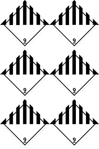 Laminierte Aufkleber: 50x50 mm, 6 Stück - Gefahrzettel - Gefahrgutklasse - Klasse 9 - verschiedene gefährliche Stoffe und Gegenstände - ADR/GHS/DGR/UN Sicherheitspiktogramm von Havati