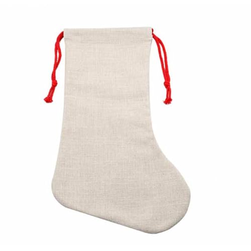 Haveratio Sublimation Blanko Weihnachtsstrumpf Dekoration Hängender Baum Anhänger Leinen Doppelseitig Weihnachtsmann Socken Ornament DIY Handwerk von Haveratio