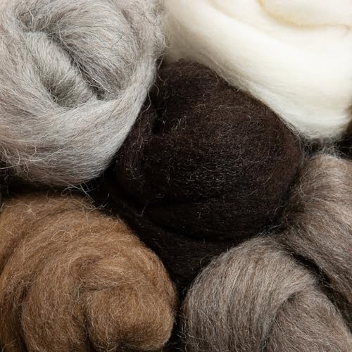 Hawthorn Handmade British Breeds Nadelfilzwolle Bündel 5er Set 100% britische Wolle Tops zum Nadelfilzen, Weben, Spinnen & Nassfilzen Wollvorgarn für Nadelfilz Kit & Bastelset - 100g von Hawthorn Handmade