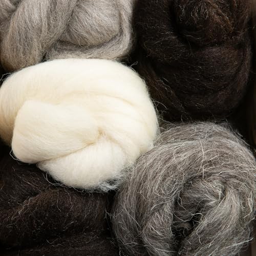 Hawthorn Handmade British Breeds Nadelfilzwolle Bündel 5er Set 100% britische Wolle Tops zum Nadelfilzen, Weben, Spinnen & Nassfilzen Wollvorgarn für Nadelfilz Kit & Bastelset - 100g von Hawthorn Handmade