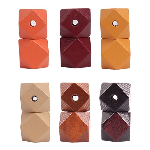 Hayaww 60 PCS 16mm Polygon Perlen Holz Mit Loch,Bunte Holzperlen,Gemischte Farbe Holzperlen Achteckig,Geometrische Holzkugeln,gemischte holz perlen,bastelnperlen für DIY Schmuck Herstellung (B) von Hayaww