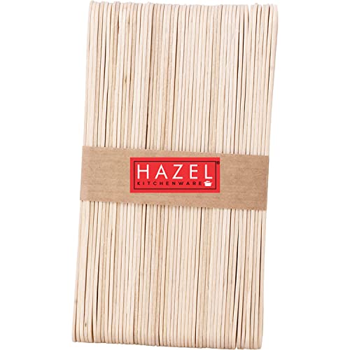 HAZEL Eisstäbchen aus Holz | Bastelstäbe für Kunst, DIY und Handwerk für Kinder | Popsicle Stick | 60 Stück, Beige von Hazel