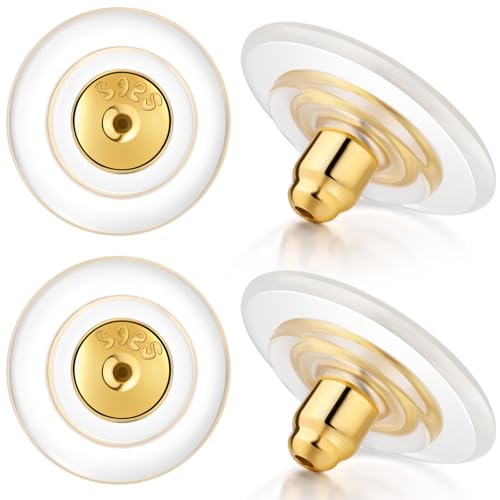 12 mm große Ohrring-Verschlüsse, 925er-Sterlingsilber, Ersatz-Ohrring-Verschlüsse, 18-karätiges Gold, Ersatz für Ohrstecker, schwere Hänge-Ohrringe, hypoallergen, reizfrei, sicheres Gold 12 mm große Ohrring-Verschlüsse, 925er-Sterlingsilber, Ersatz-Ohrring-Verschlüsse, 18-karätiges Gold, Ersatz für Ohrstecker, schwere Hänge-Ohrringe, hypoallergen, reizfrei, sicheres Gold von Hazifes