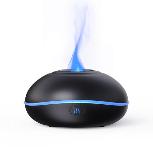 Diffuser Flammeneffekt mit 7 Farben Flammen Effekt, 200ml Stumm Duftöl Diffuser mit Wasserlose Abschaltautomatik für Büro Schlafzimmer Yoga Spa,Black von Hazomeu