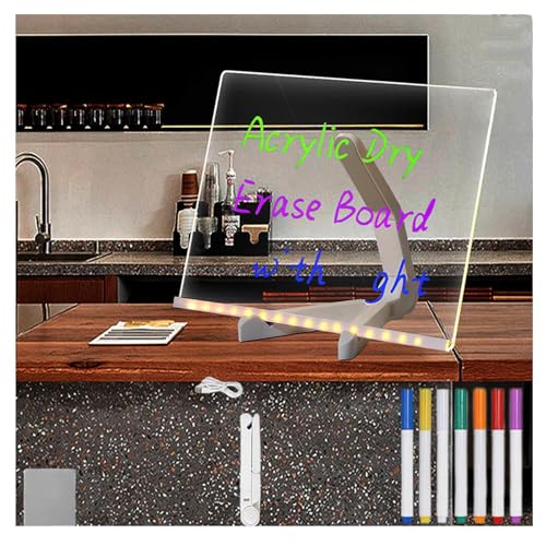 LED Noteboard with Colors mit Ständer und 7 Farbstiften LED-Whiteboard Kreatives Umschreiben LED Zeichenbrett,20x20cm von Hazomeu