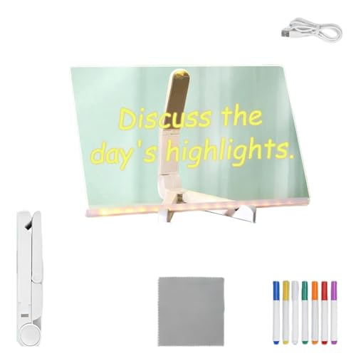 LED Zeichenbrett mit Ständer und 7 Farbstiften LED Notiztafel Mit Farben Abwaschbar LED-Whiteboard,30x20cm von Hazomeu