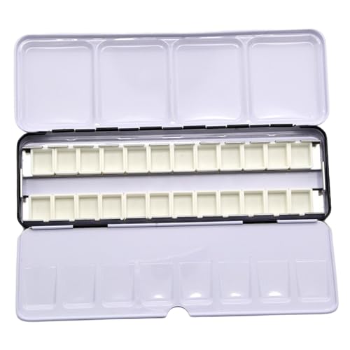 Aquarellpalette leer, 9x3 Eisen Leere Aquarellpalette 24 halbe/12 ganze Pfannen mit Deckel tragbarer Aquarellform für Aquarellspeicher/Wagen/Mischung von Hbbgdiy