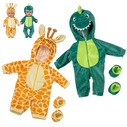 Hbbgdiy Puppenkleidung 18 Zoll Puppenkleidung 2 Sets Kapuze Colt Doll Kleidung Tier Design 18 Zoll Puppen -Pyjama mit Schuhen Reißverschluss Schwanz DIY Dekorative amerikanische Puppenkleidung von Hbbgdiy