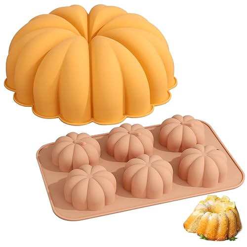 Kürbisform 2PCS Ernte Festival Kürbis Silikon Kuchen Form Blatt Handgemachte Seife Form Kalten Haushalt Backform von Hbbgdiy