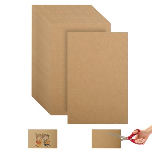 100 Stück Kraftpapier A6-350g-14.5 x 9.5 cm, Blanko Postkarten Karten zum Selbstgestalten, Kraftpapier Karten, Karteikarten Papier Karten für DIY Kreative Bastelprojekte von Hcunbsu