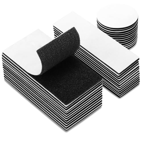 36 Stück Klettband Selbstklebend Extra Stark, 3 Stil Klettverschluss Selbstklebend Doppelseitig, Selbstklebendes Klettband Wiederverwendbar,3x10 cm, 5x5cm,5x10cm (Schwarz) von Hcunbsu