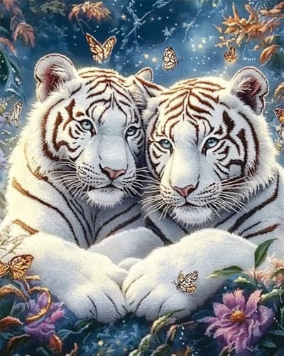 Hdfvlfdsa 11Ct Gestempelte Kreuzstich-Sets, Zwei Weiße Tiger 40X50Cm Diy Cross Stitch Stickpackung Craft Handarbeiten Vorgedruckter Stickerei-Starter-Kit Für Anfänger Hdfvlfdsa 11Ct Gestempelte Kreuzstich-Sets, Zwei Weiße Tiger 40X50Cm Diy Cross Stitch Stickpackung Craft Handarbeiten Vorgedruckter Stickerei-Starter-Kit Für Anfänger von Hdfvlfdsa