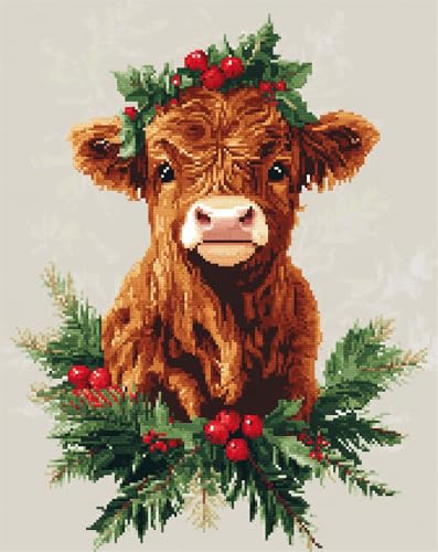 Hdfvlfdsa Kreuzstich Set Vorgedruckt, Weihnachtsstechpalme Und Junge Hochlandrinder 60x80cm Stickvorlagen Stickbilder Vorgedruckt Kreuzstich Stickpackungen Stickpackung Stickbild Stickset Sticken Set Hdfvlfdsa Kreuzstich Set Vorgedruckt, Weihnachtsstechpalme Und Junge Hochlandrinder 60x80cm Stickvorlagen Stickbilder Vorgedruckt Kreuzstich Stickpackungen Stickpackung Stickbild Stickset Sticken Set von Hdfvlfdsa