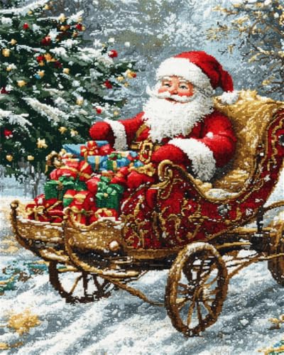 Hdfvlfdsa Kreuzstich Set Vorgedruckt,Der Weihnachtsmann Fährt Eine Kutsche 40X50Cm 11 Ct Kreuzstich Stickpackungen,Stickbilder Vorgedruckt Kreuzstich Für Wandkunst-Heimdekoration Hdfvlfdsa Kreuzstich Set Vorgedruckt,Der Weihnachtsmann Fährt Eine Kutsche 40X50Cm 11 Ct Kreuzstich Stickpackungen,Stickbilder Vorgedruckt Kreuzstich Für Wandkunst-Heimdekoration von Hdfvlfdsa