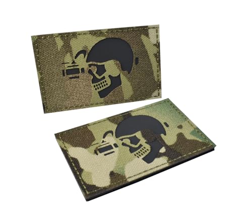 Multicam IR Infrarot reflektierender Moral-Patch mit Klettverschluss, reflektierendes Cordura-Material, militärisches und taktisches Zubehör für Jacken, Jeans, Mützen, Rucksäcke (Nachtsicht-Skelett) von Hdlsina