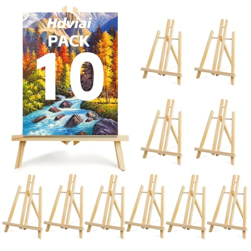 Hdviai 10 x Holzstaffeleien – 30 x 19,6 cm Tischstaffelei – Staffelei zum Malen von Leinwand, Kunst und Handwerk, Stative, Kinderstudenten-Party, Malstaffelei, tragbare Leinwand-Foto-Bilderhalter von Hdviai