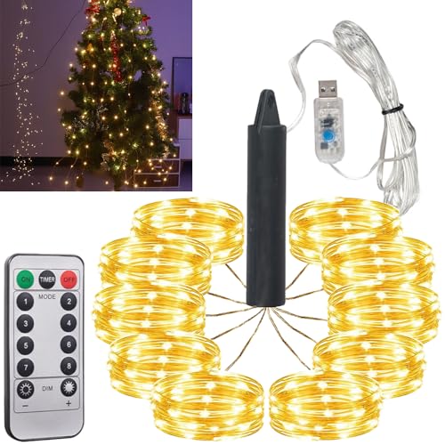 HeaHap 10 Stück Feen-Lichterkette 2 Meter Kupferdraht batteriebetriebene Lichterketten, 20 LED-Perlen wasserdicht für die Herstellung von Glaslichtern DIY verschiedene (Warmweiß/USB-Schnittstelle) von HeaHap