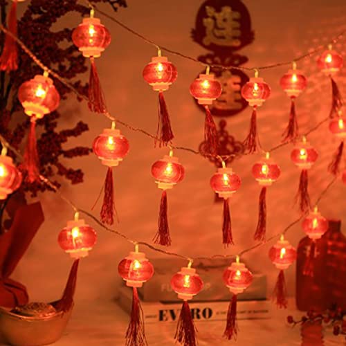 Chinesische Laternen-Lichterketten, Rote Laternen-Lichterketten, für Innenhöfe (Mit Quaste 3 Meter / 9,8 Fuß 20 Lichter) von Headerbs