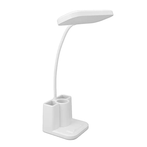 Kleine Arbeitslampe, Eingebauter 1200-mAh-Akku, Tragbar, Wiederaufladbar, 3 Farbmodi, Augenschutz, LED-Schreibtischlampe, Flexibler Schwanenhals mit Stift-/Telefonhalter für Schlafzimmer von Headerbs