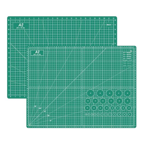 Headley Tools 45,7 x 61 cm verdickte, selbstheilende Schneidematte, A2, Drehschneidematte zum Basteln, doppelseitiges 5-lagiges Tischschneidebrett für Stoff, Quilten, Leder, Kunst, Hobby-Projekt, Grün von Headley Tools