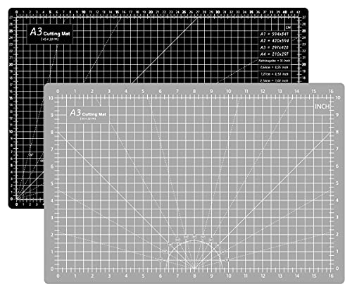 Headley Tools Eingedickt A3 Schneidematte - 30 x 45 cm Selbstheilende Nähmatte, doppelseitig, 5-lagig, für Näharbeiten, Handwerk, Hobby, Stoff, Scrapbooking-Projekt, (Schwarz/Grau) von Headley Tools