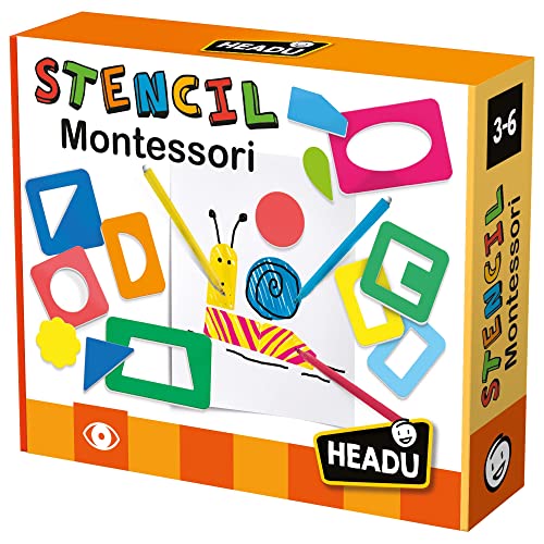 Headu MU29396 Stencil Montessori Lernspielzeug, Mehrfarbig, Medium von Headu