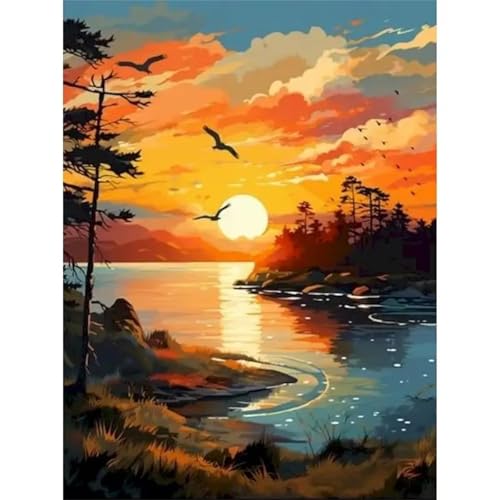 Heaen Malen Nach Zahlen Erwachsene Seeufer bei Sonnenuntergang,DIY Handgemalt Ölgemälde Leinwand Kits Mit Pinsels und Acrylfarbe Als Geschenke und Heimdekoration Rahmenlos 30x50cm Heaen Malen Nach Zahlen Erwachsene Seeufer bei Sonnenuntergang,DIY Handgemalt Ölgemälde Leinwand Kits Mit Pinsels und Acrylfarbe Als Geschenke und Heimdekoration Rahmenlos 30x50cm von Heaen