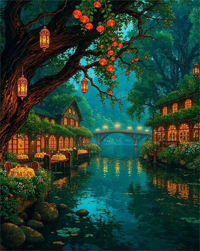 Malen Nach Zahlen Erwachsene Brücke,DIY Ölgemälde Leinwand Set,Paint by Numbers Adult Lakeside-Gebäude mit Pinsel und Acrylfarben für Home Wand Dekor 55x70cm mit Rahmen Malen Nach Zahlen Erwachsene Brücke,DIY Ölgemälde Leinwand Set,Paint by Numbers Adult Lakeside-Gebäude mit Pinsel und Acrylfarben für Home Wand Dekor 55x70cm mit Rahmen von Heaen