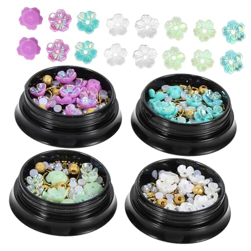 Healeved 4 Boxen Nail Art Zubehör Zum Dekorieren Von Nail Art Dekoration 3D Nagelaufkleber DIY Nagelkunst Nieten Strass Nagelkunst Zubehör Nagel Nieten DIY von Healeved