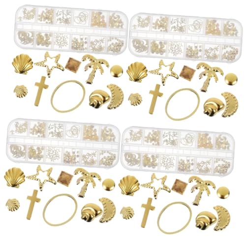 4 Sätze Epoxidgefüllte Patches Maniküre Im Salon Kreis Aufkleber Storage Boxes Aufbwahrungs-box Nail Set Nageldekor Für Mädchen Exquisite Nagelverzierung Legierung Golden 3 Box * 4 Healeved von Healeved