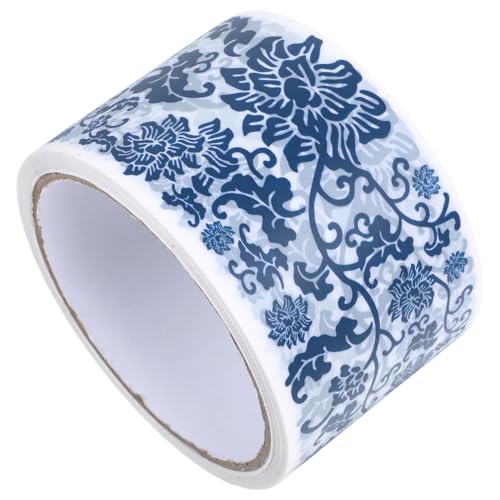 Healeved 1 Rolle Blau-weißes Klebeband Washi-Tape im Chinoiserie-Design Wickelband Dekorative Geschenkverpackung Überraschendes Klebebänder zum Verpacken Einzigartiges Geschenkband von Healeved