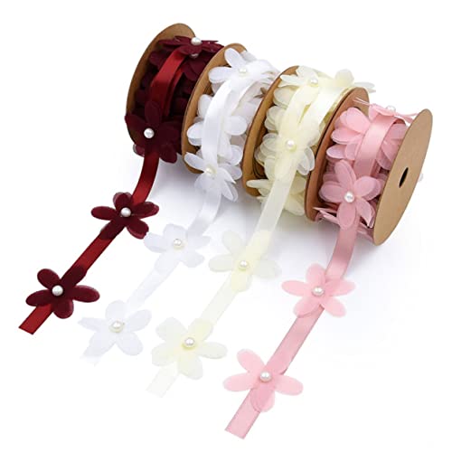 Healeved 1 Rolle Geschenkbänder ribbon schienbeinschoner tape valwntinstagsgeschenk geschenkverpackung kleist Band Dekoration Geschenkband aus Stoff hochzeit spitzenbänder Blumenband Rosa von Healeved