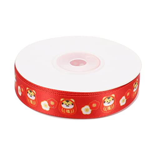 Healeved 1 Rolle Jahr Des Tiger-geschenkbandes Gold Stolzes Lockenband Girlande Urlaub Strauß Haarband Geschenkpapier Geburtstag Glücklich Strumpf Stuffer Leckereien Bänder Polyester Rot von Healeved