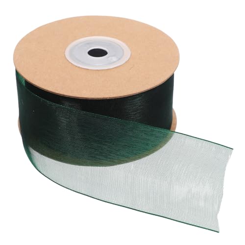 Healeved 1 Rolle Schneegarnband organische Dekorationen verdrahtete Bänder Leckerli-Boxen in Herzform bastelmaterial blumensträuße Band für Bogenbau Blumenwickelbänder Chiffon Dark Green von Healeved