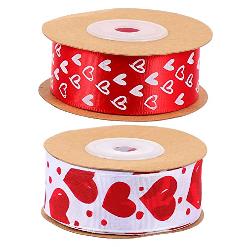 Healeved 1 Satz Herz-blumenstrauß-band Rotes Band Valentinsgrüße Schwarzes Band Bänder Zum Verpacken Geschenkpapier Schleifen Wickeln Bausatz Doppelt Samtband Schrägband Polyester 2 Rollen von Healeved