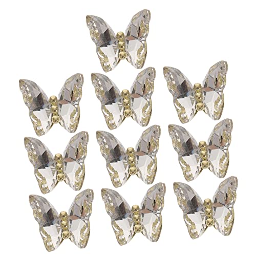 Healeved 10St schmetterling nagel dekoration Maniküre-Dekorationen 3D-Nagelkunst-Charme Nailart-Ornamente Nail-Art-Charme Nagel Charms schmetterlinge nagelschmuck Aluminiumlegierung Weiß von Healeved