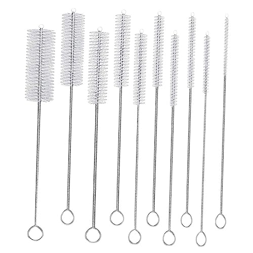 Healeved 10st Reinigungsbürste 10 Verschiedene Rohrdurchmesser Tastatur Staub Entferner Bürstenreiniger Klein Flaschenbürste Rohr Pinsel Set Malen Weiß Baby Nylon Sprühen Kabel von Healeved