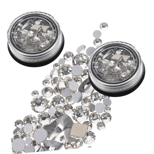 Healeved 2 Kisten Schmuck mit Nageldiamanten Nagelperlen Nagel Charms Nagel Edelsteine Manikürezubehör Anhänger für Nägel Nagelschmuck Nailart-Ornamente nagel metall dekor Strasssteine von Healeved