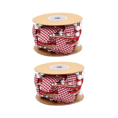 Healeved 2 Rollen Liebesperlenkettenband Wald-Babyparty-Dekorationen Herbstband Garnband Blumenband für Blumensträuße ribbon bandfeile Blumenverpackungsband Wickelband Polyester von Healeved