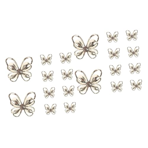 Healeved 2 Sätze Nagel-schmetterlings-ornamente Nagel Charms Nail-art-patch Nail-art-charme Schmetterlings-maniküre-pflaster Mini-dekor Maniküre-dekorationen Golden Legierung 10 Stück * 2 von Healeved