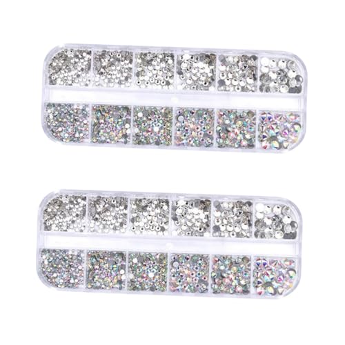 Healeved 2 Stück 12 strass selber machen Nagelkunst glänzt mehrfarbige Strasssteine decoratiuni craciun weihnachtsdeko xmas Flatback-Edelsteine ​​für das Kunsthandwerk Strass-Edelsteine von Healeved