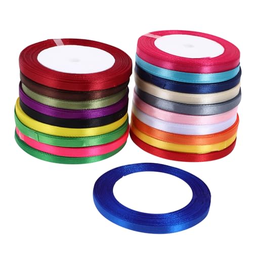 Healeved 20 Rollen DIY Satinband Geschenkband Verschiedene Farben Weihnachtsband Strumpffüller Schneidbares Paket Band Festival Geschenkband Polyester von Healeved