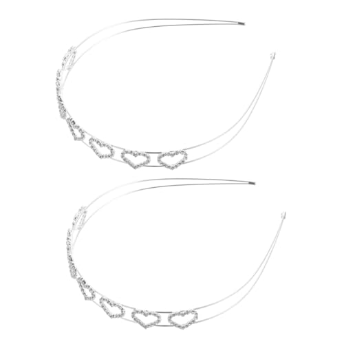 Healeved 2st Haarschmuck Valentinstag Stirnband Prinzessinnenkostüm Für Damen Hochzeitskrone Kopfbedeckung Mit Kristallen Hautpflege-stirnband Kristall Stirnband Silver Strasssteine von Healeved